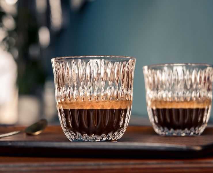 two glasses with espresso doppio
