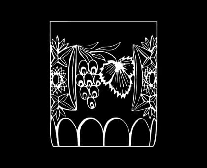 Illustration of the NACHTMANN Traube cut design on a black background